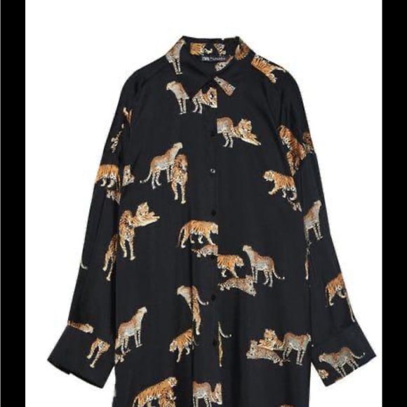 Zara Black Dress with Tiger Pattern - Picture 3 of 9